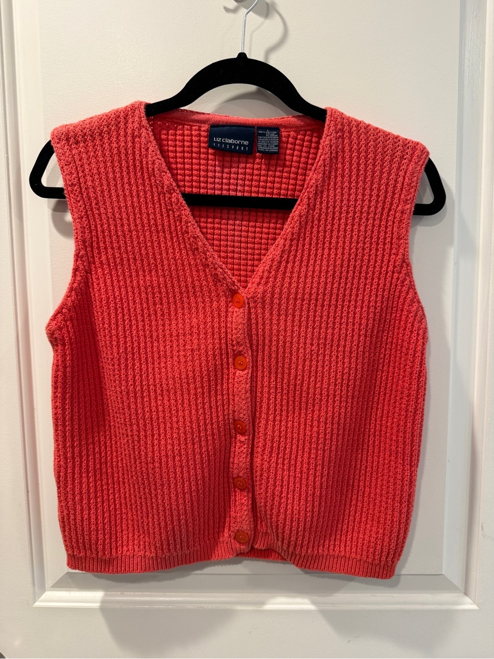 Vintage Liz Claiborne Lizsport Coral Knit Vest
